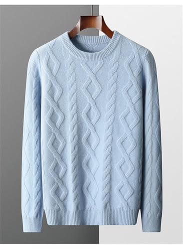 DBFBDTU Men's Crewneck Wool Twisted Flowers Sweaters Thick Loose Pullover Knitted Long-Sleeve Jumpers3