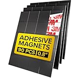 Magnetic Squares - Flexible Magnetic Sheet of 90 Self Adhesive Magnetic Squares (Each 4/5