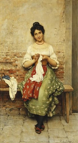 Art Mural la couturière d'Eugen Von Blaas : Toile Moderne Haute Définition