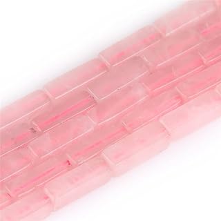 JOE FOREMAN 4x13mm Natural Pink Rose Quartz Square Tube Cube Cuboid Column Spacer Beads for Jewelry Making Full 15"