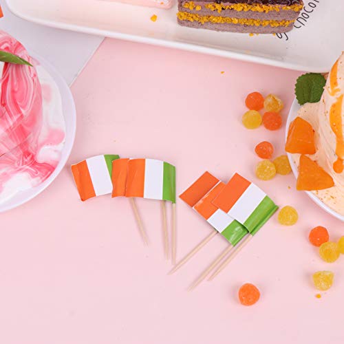 Gadpiparty Dia De São Patrício Cupcake Toppers 200Pcs Trevos Palhetas De Sobremesa Design De Bandeir