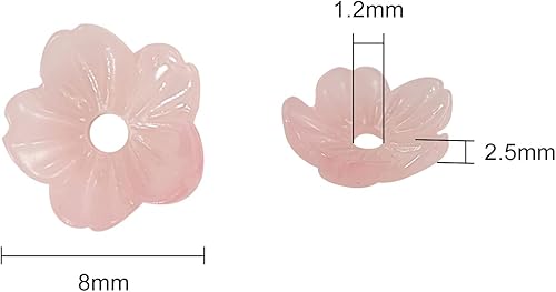 Miniatura 3 de Airssory 100 cuentas de polvo de conchas en forma de flor, cuentas rojas, espaciadores, cuentas sueltas a granel para decoración de joyas, 0.31 x