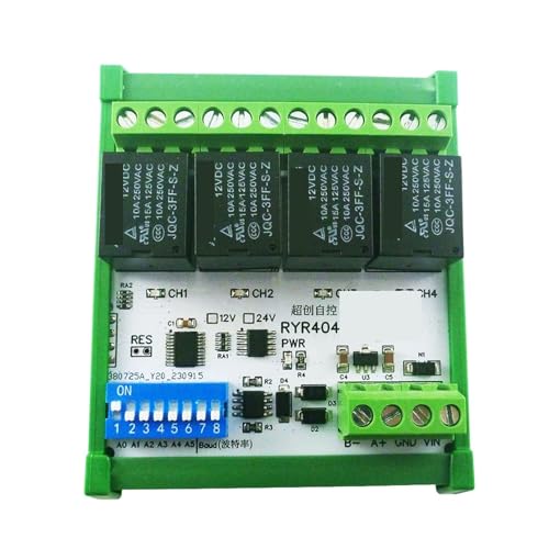 Relais RS485 Modbus RTU 4 sorties paramétrable par Dip Switch DC 24V