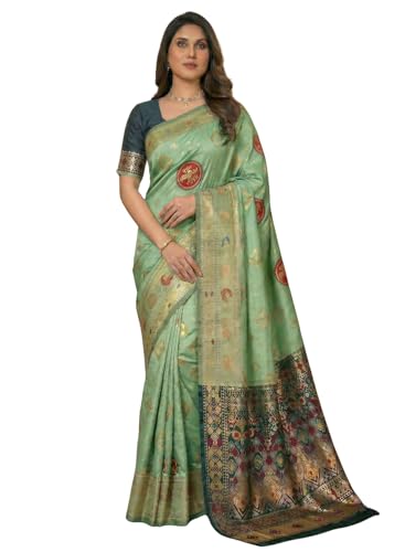 Image of C J Enterprise Women's Pure Soft Silk Saree With Blouse Piece For Wedding (Diamond-Patola)