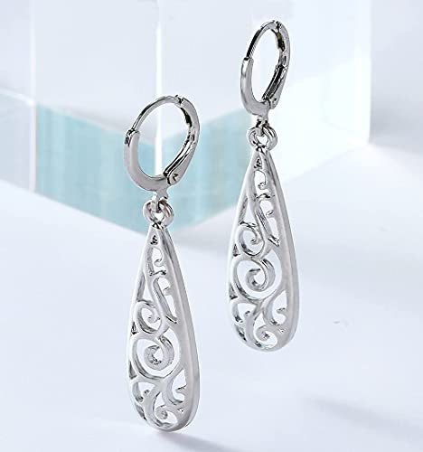 Qigarugu Classic Stainless Steel Dangle Earrings For Women Shiny Dainty Minimalist Drop Earrings For Girls Lightweight Cute Earrings Trendy Earrings With 925 Sterling Silver Post For Ladies As Gift Fashion Jewelry (Teardrop-Silver) #TOP5