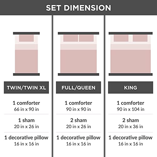 Codi Rose Gold Bedding Set King Size, Girls Blush / Pink Comforter Sets, 4 Piece (2 Matching Sham + 1 Decorative Pillow) #TOP5
