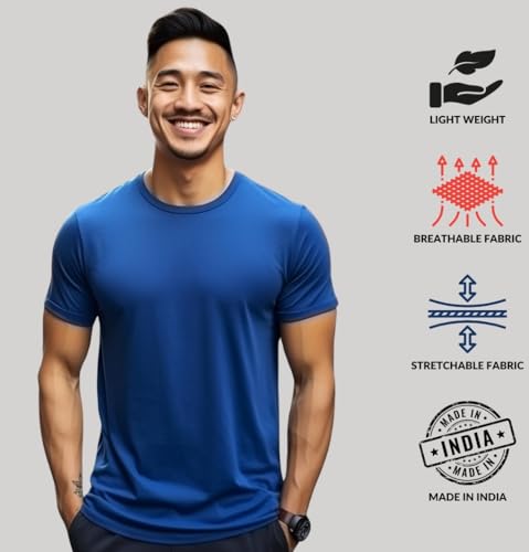 Image of ADRO Men's Cotton Regular Fit Combo Plain Solid T-Shirt Pack of 2