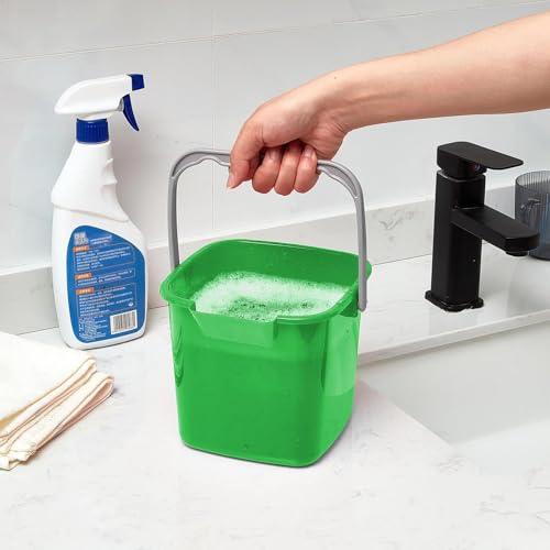 Image of Irenare 8 Pcs Sanitizing Bucket 3 Quart Cleaning Pail Small Detergent Square, Spout and Handle Plastic Utility Sanitizer Buckets for Restaurant Kitchen Home Offices (Multicolor)