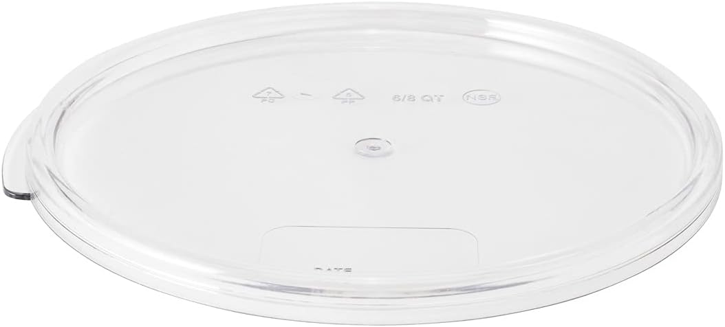 Restaurantware-LIDS ONLY: Met Lux Food Storage Container Lids, 10 Round Marinating Container Lids - Containers Sold Separately, With Date Indicator, Clear Plastic Lids, Dishwashable, Freezable