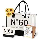 60. Geburtstag Geschenk für Frauen - N°60 SEIT 1966 Canvas Tasche, Kosmetiktasche & Geburtstagskarte, 60. Geburtstagsgeschenk für Frau, Geschenk für die 60-Jährige, Mutter, Freundin, Schwester
