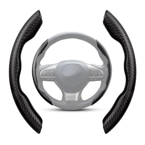 LNGJIN Coprivolante Auto,2 Pezzi Copri Volante Universale Auto,36-40cm Fibra Carbonio Antiscivolo Ultraleggero,Confortevole...