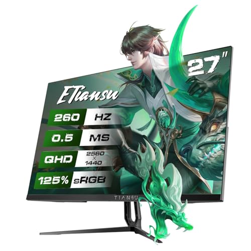 Image of 27 inch QHD 260Hz Fast IPS Gaming Monitor,0.5ms FreeSync Premium,125%sRGB,VESA | 1440p 2K 240Hz Native 260Hz OC Toggle DP 1.4 HDMI 2.0 HDR400 Stereo Speakers Low Blue Light Flicker-Free