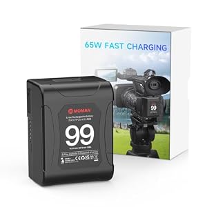 Moman V-Mount Battery, Power 99 Camera bettert Mini V Lock Batterys 99Wh/6900mAh for Camcorder Blackmagic BMPCC 4k/6k Camera LED Light Monitor with Dual D-Tap & 65W USB-C Outputs