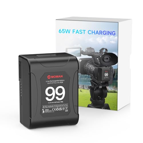Moman V Mount Battery, Power 99 Mini V Lock Batterys 99Wh 6875mAh 14.4V with 2×D-TAP/USB-C/BP Output, for Sony Canon Camera BMPCC 4k 6k Camcorder DSLR LED Light Laptop, Vmount-Micro-Dtap-Mini-Battery by Moman - Used condition - CA$121.55