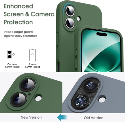 Image of mobistyle Designed for iPhone 16 Plus | Soft Silicone Liquid Protective | Microfiber Lining Phone Back Cover Case for iPhone 16 Plus (Green)