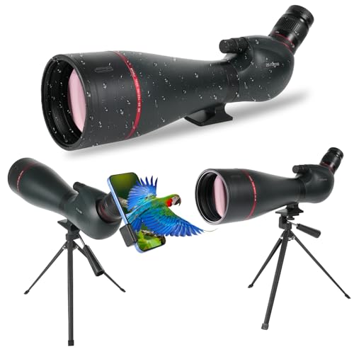 New 25-75x100mm Waterproof Spotting Scope with Tripod Phone Adapter Carrying Bag