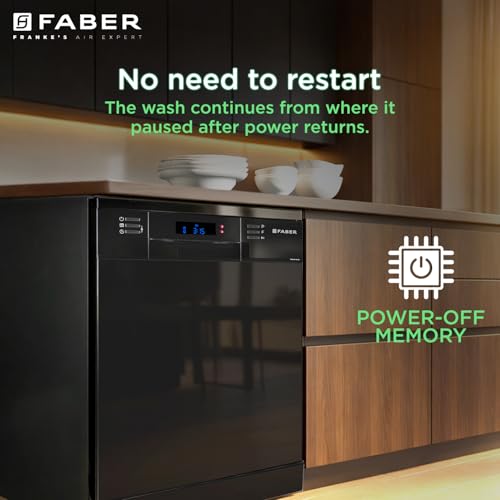 Image of Faber 14 Place Free Standing Dishwasher|8 Wash Programs| LED Display| Adjustable Racks | Auto Power Wash| Child Lock | 2Yr Comprehensive & 10Yr Cavity Warranty |FFSD 8PR 14S, Black Finish