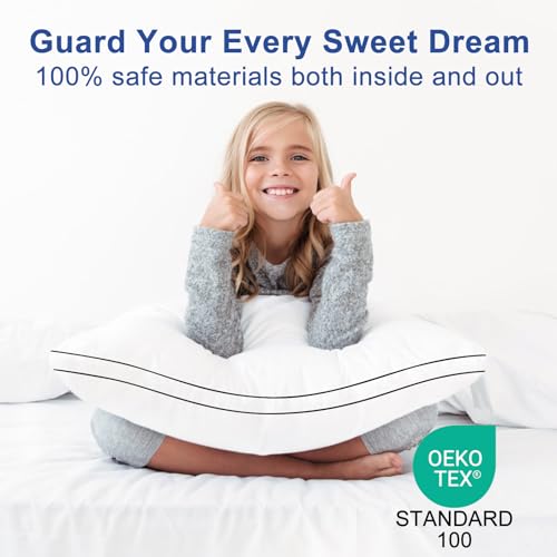 Premium Pillows Queen Size Set of 2, Fluffy and Supportive 7D Down Alternative Bed Pillows, Luxury Soft Hotel Quality Gusseted Pillow for Side Back Stomach Sleepers, Relief Neck Head and Shoulder Pain - Thumbnail 5