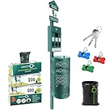IMPACTHOR Dog Waste Station Outdoor Pet Waste Station- Desing With 4 Wholes And 800 Dog Poop Bags, 50 Waste Can Liners, 3 Poop Bag Holders & 2 Set Of Keys, For Commercial Use, Parks, Condos & HOA