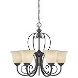 Westinghouse Lighting 6340700 Callan Five-Light Indoor Chandelier, Oil Rubbed Bronze Finish with Caramel Scavo Glass