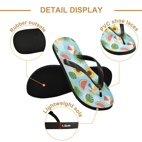 Burbuja Summer Pattern Flip Flops for Women Men, Soft Thong Sandals Rubber Slippers for Pool Beach Essentials3