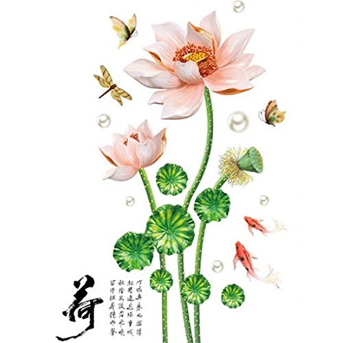 Amazon.co.jp: ウォールステッカー 花 おしゃれ 蓮 植物 ウォール