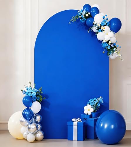 JKDMJF 6.6 FT Royal Blue Arch Backdrop Cover Spandex Fitted Wedding Arch Stand Covers for Party Birthday Baby Shower Engagement Photo Studio Backgrounds Decorations
