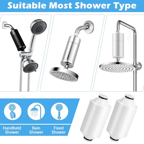 2 Stück Shower Filter Wasserfilter Dusche Water Duschfilterkartusche Duschfilter Gegen Verunreinigungen Rostablagerungen und Chlor Kompatibel mit Philips Shower Filter Cartridge AWP1775WH / AWP1775CH