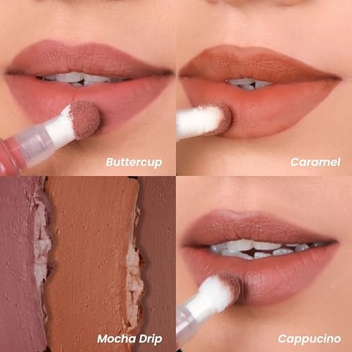 Image of LAMIOR Blurry Fudgy Lip Tint - Combo of 3, Shade - Mocha Drip | Ultra Velvety Matte | Transfer Proof & Hydrating Formula | Long-Lasting Lip Tint with Cushion Applicator | Vegan & Cruelty-Free