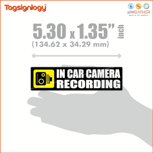 Image of (Pack of 4) in-Car Camera Recording Sticker - Dash Cam on Board Video Security Label, Baby, Passenger, and Driver Safety, Deter Car Break-Ins Window Bumper Weatherproof Decal (Black)