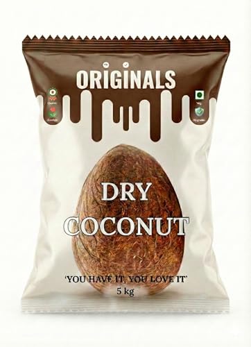 Image of ORIGINALS Premium Dry Coconut Whole (GIT /KHOPRA) 5 kg Natural Sun-Dried High Fibre Aromatic & Long Shelf Life Ideal for Cooking Sweets Coconut Milk