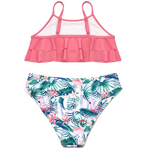 Image of SHEKINI Girls Floral Print Bathing Suits Ruffle Flounce Two Piece Swimsuits