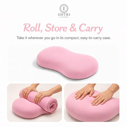 Image of Soft Cuddle Pillow, Breathable Material for Cooler Sleep, Ergonomic Bean Shape Neck Support Cushion, Stress-Free Relaxing Bedding for Side Sleeper, 23 X 14.9 X 3.8 Inch, Pink