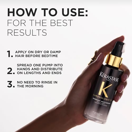 KÉRASTASE Chronologiste Overnight Youth Serum, Anti-Aging Night Serum, Infused with Hyaluronic Acid & Abyssine, Hydrates, Plumps & Restores Shine, 90ml — view 4