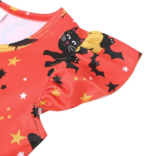Halloween Thanksgiving Toddler Girls Dress Pumpkin Spider Ghost Print Dresses Short Sleeve 2-8Y3