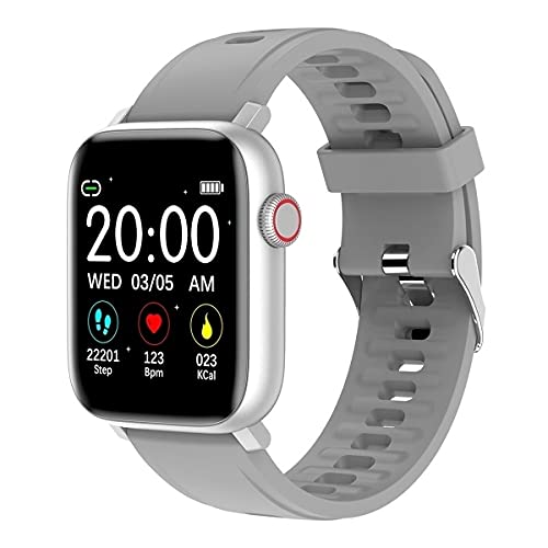 [CN] Smart Watch Bluetooth con Funzione Frequenza Cardiaca/Pressione Sanguigna/Ossigeno nel Sangue/Monitoraggio del Sonno/Promemoria Sedentario (Argento)
