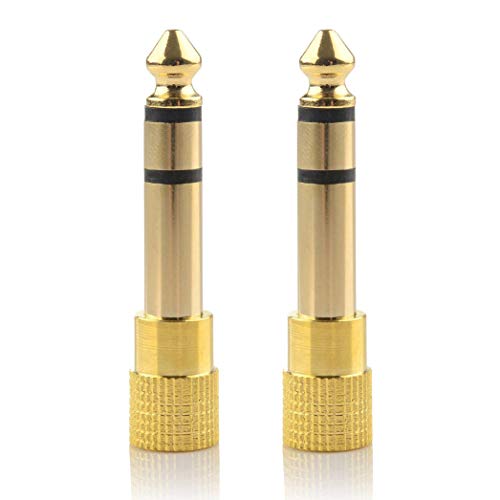 6.35mm Male to 3.5mm Female Headphone Stereo Audio Connector Gold Plated (2 Pack)