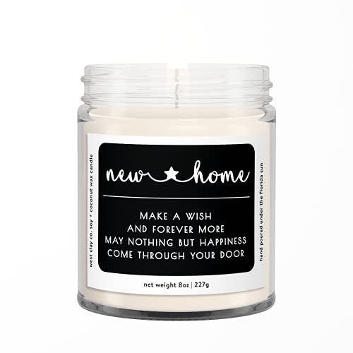 New Home Candle - Natural Scented Soy + Coconut Blend Wax Candle with 100% Cotton Wick - Handpoured and Small Batch - Made in the USA - 8 oz