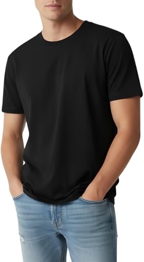 Vynzap Men’s 100% Cotton T-Shirt, Crew Neck Soft Premium Regular Fit Tee, Plain Short Sleeve Comfort Fit Tees for Men - Bl...