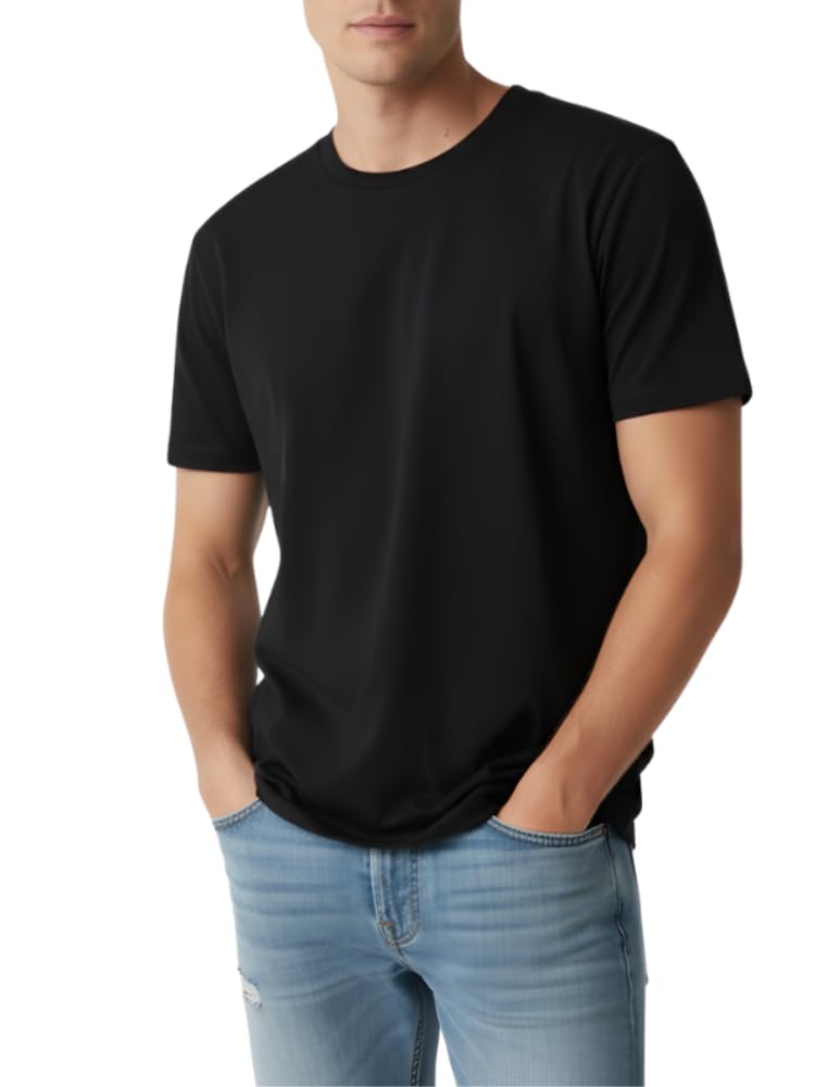 Mens 100 Cotton T-Shirt Crew Neck Soft Premium Regular Fit Tee Plain Short Sleeve Comfort Fit Tees for