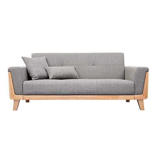 Miliboo Canapé scandinave 3 Places en Tissu Gris et Bois Clair Fjord