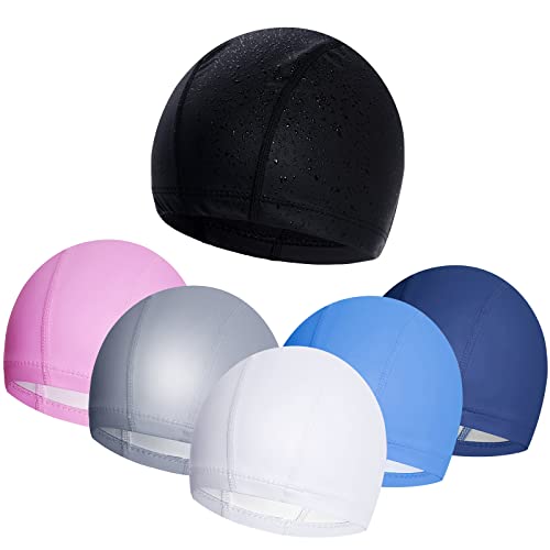 6Pcs Fabric Swim Cap Men Fabric Swimming Cap Waterproof Fabric Swim Cap Breathable Fabric Swimming Cap Women High Elasticity Bathing Cap Comfortable Swim Hats Fabric Swim Cap For Long Short Hair #TOP27