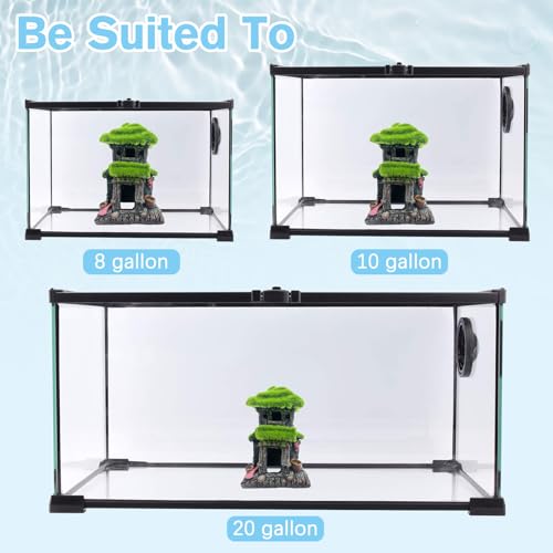 Image of Hamiledyi Fish Hideout House for Aquarium Decorations, Betta Cave with Lifelike Moss, Come with 2 PCS Artificial Plants, Fish Tank Decoration for Shrimp Fish Shelter