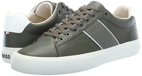 Image of BOSS Men's Aiden Logo Block Leather Low Top Sneakers | Casual Shoes