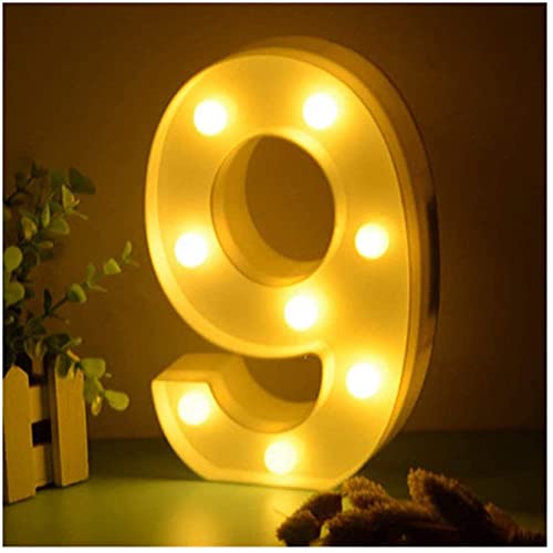 Image of Balloonistics Warm White LED Marquee Number 9 Light - 9 Inch Cordless Battery-Operated Standing Sign for 9th Birthday, Anniversary & Home Decor