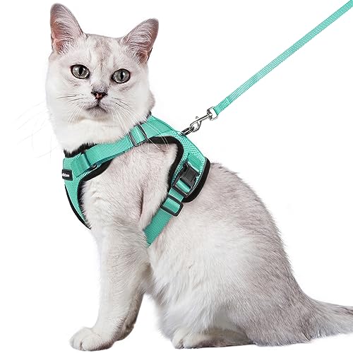 rabbitgoo Cat Harness and Lead Set, Adjustable Escape Proof Cat Lead for Walking Reflective Kitten Harness Set