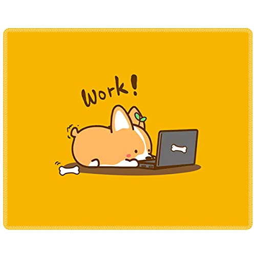 Qisan Gaming Mouse Pad with Nonslip Rubber Base | Comfy, Foldable Mouse Mat for Desktop, Laptop, Keyboard, Rectangle Mouse Pad Gaming with High Resolution | Computer Mouse Pad Cute (Work Corgi)