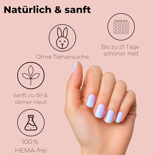 JACKY M.® Premium Gel-Nagelfolien – Lavender Hush, 20 Stück – Selbstklebende Nagelaufkleber – Gel Nail Wraps UV/LED Härtend