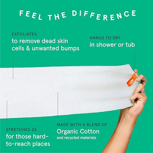 Cleanlogic CLC-02502-12 Body Exfoliating Cloth, Stretchy Organic Sustainable Cotton Exfoliator Bath And Shower Washcloths thumb #1