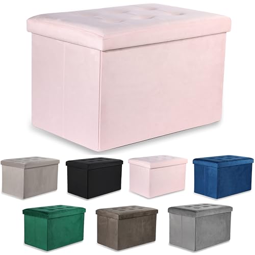 Puff Almacenaje Ravello XL con Botones - 60x38x38cm Terciopelo Rosa
